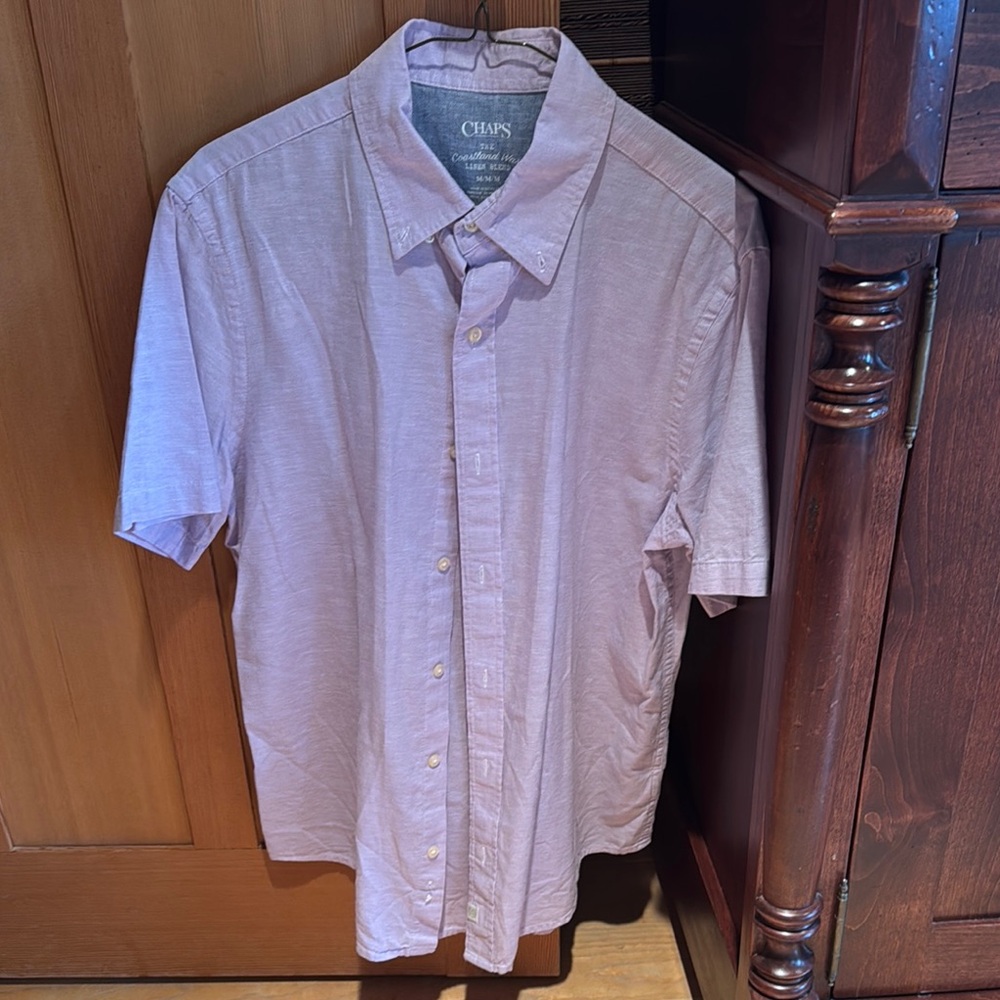 PTP 23 inches Chaps Men's Purple Short Sleeve Shirt